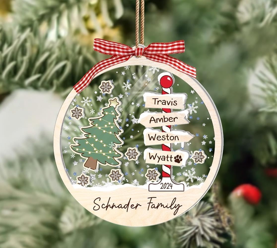Family Christmas Tree Ornament, Personalized Family Shake