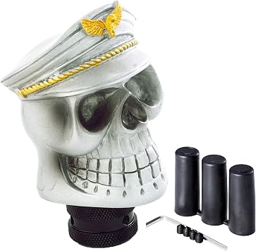 Car Auto Gear Shift Skull Stick Shifter Knob Head AT and MT Truck Car Supplies Resin Universal Silver