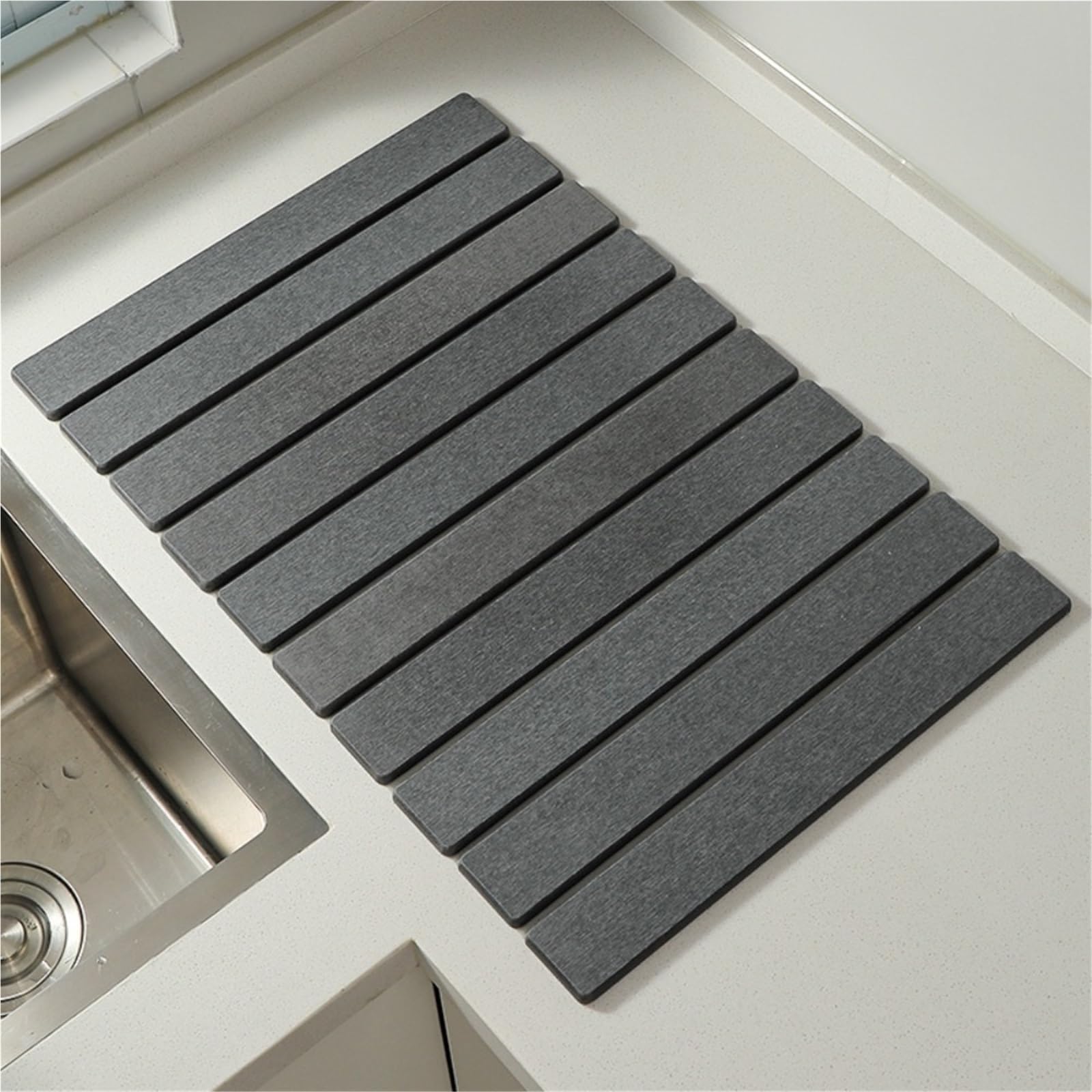 Tapis égouttoir à Vaisselle Portable, antidérapant, Pliable et Facile Ranger for la Maison (1 pièce) pour Les Éviers Et Les Plans(Grey)