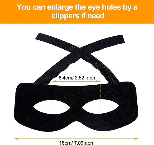 Miniatura 2 de Jetec Paquete de 4 máscaras de cosplay con lazos para fiesta temática de Halloween, accesorio de disfraz de cosplay, Negro -