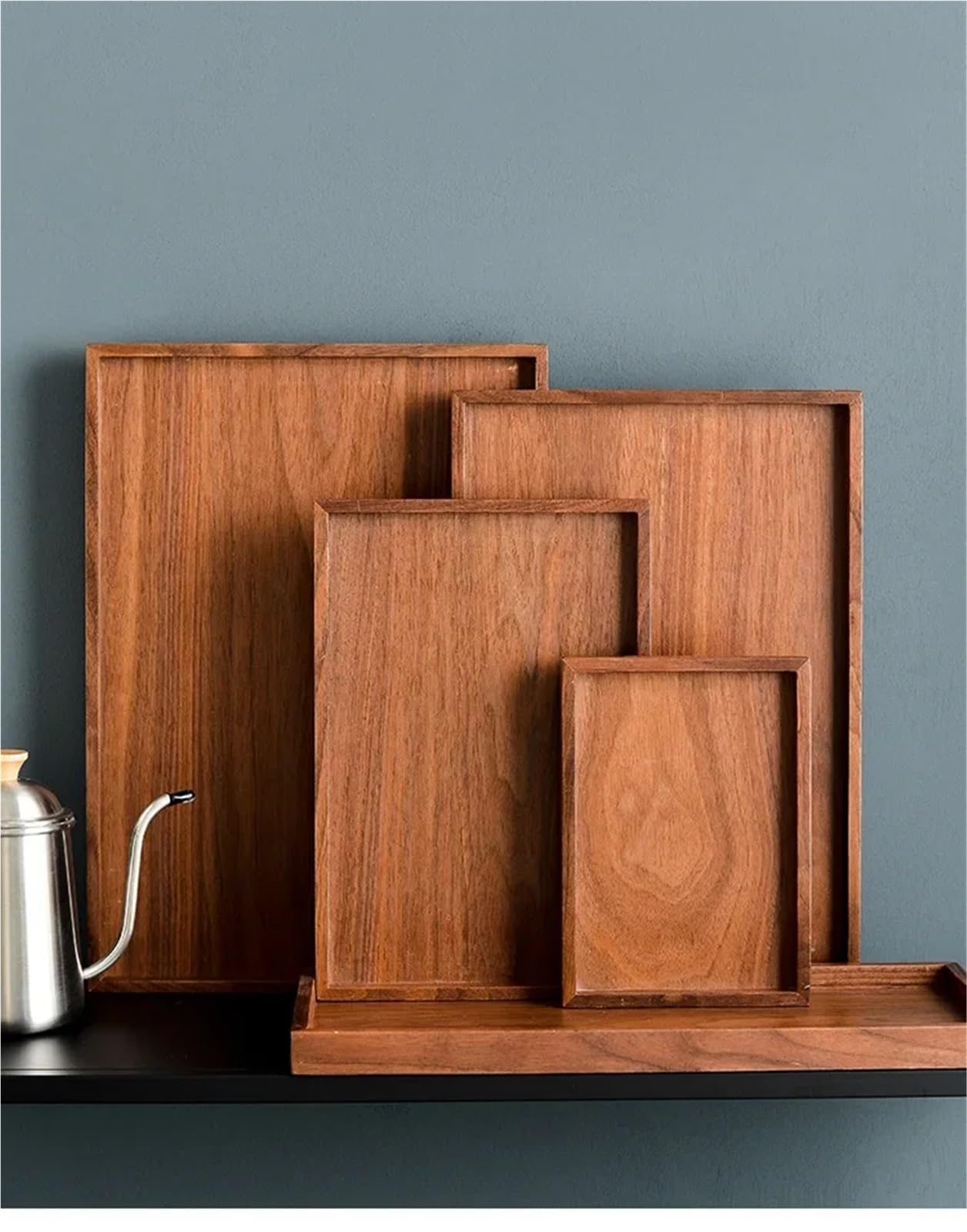 Bandeja para Mesa De Centro Bandeja de Madera Nogal for Servir, for Tazas té, platillos, bandejas, Platos Frutas, palé Almacenamiento, decoración, rectangulares for Comida(38x25.5cm)