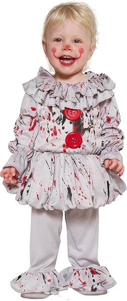 FIESTAS GUIRCA | Böser Clown Kostüm für Babys (12-18 Monate) - Hose und Kleid - Halloween Kostüme für Unisex Babys - Ideal für Kostümpartys und Feiern - Grau und Rot
