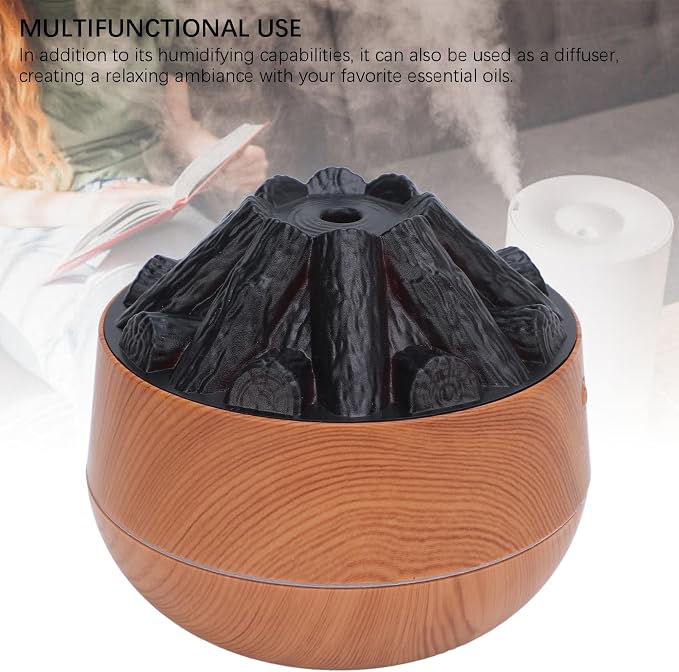 TOPINCN Eessential Oil Diffuser, 300ml Aromatherapy Volcano Diffuser with Fire Effect, Portable Flame Air Diffuser, Dual Function Bonfire Humidifier for Home, Yoga, Bedroom miniatura 9