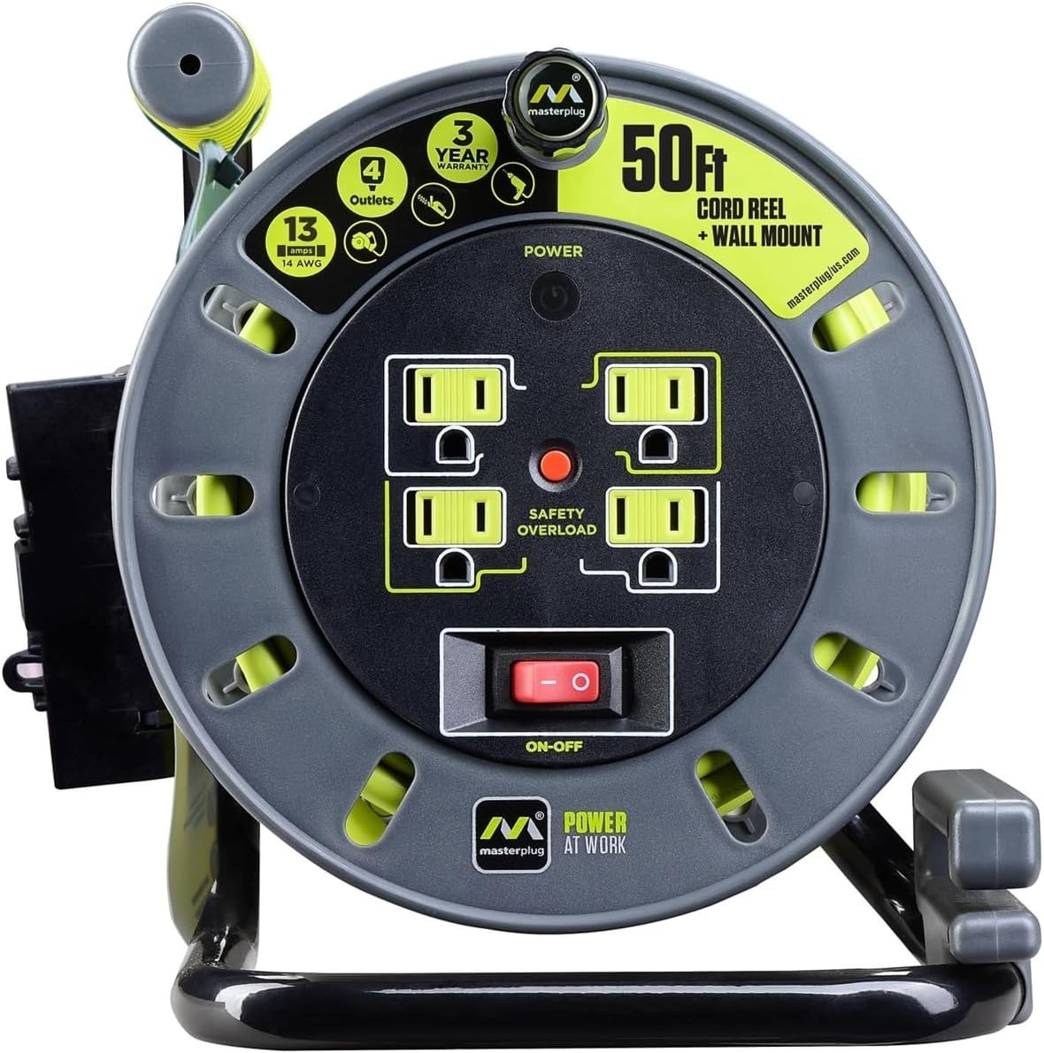 Masterplug Extension Cord Reel (50 ft.) with Wall Mount
