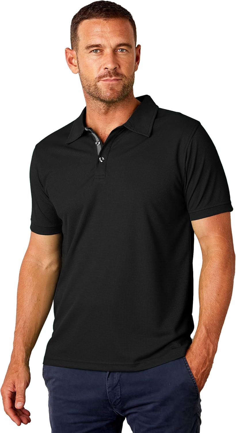 FlowTech Men's Performance Polo Shirt DryMax Quick‑Dry Pinhead Texture Breathable Moisture‑Wick Odor‑Free - Image 2