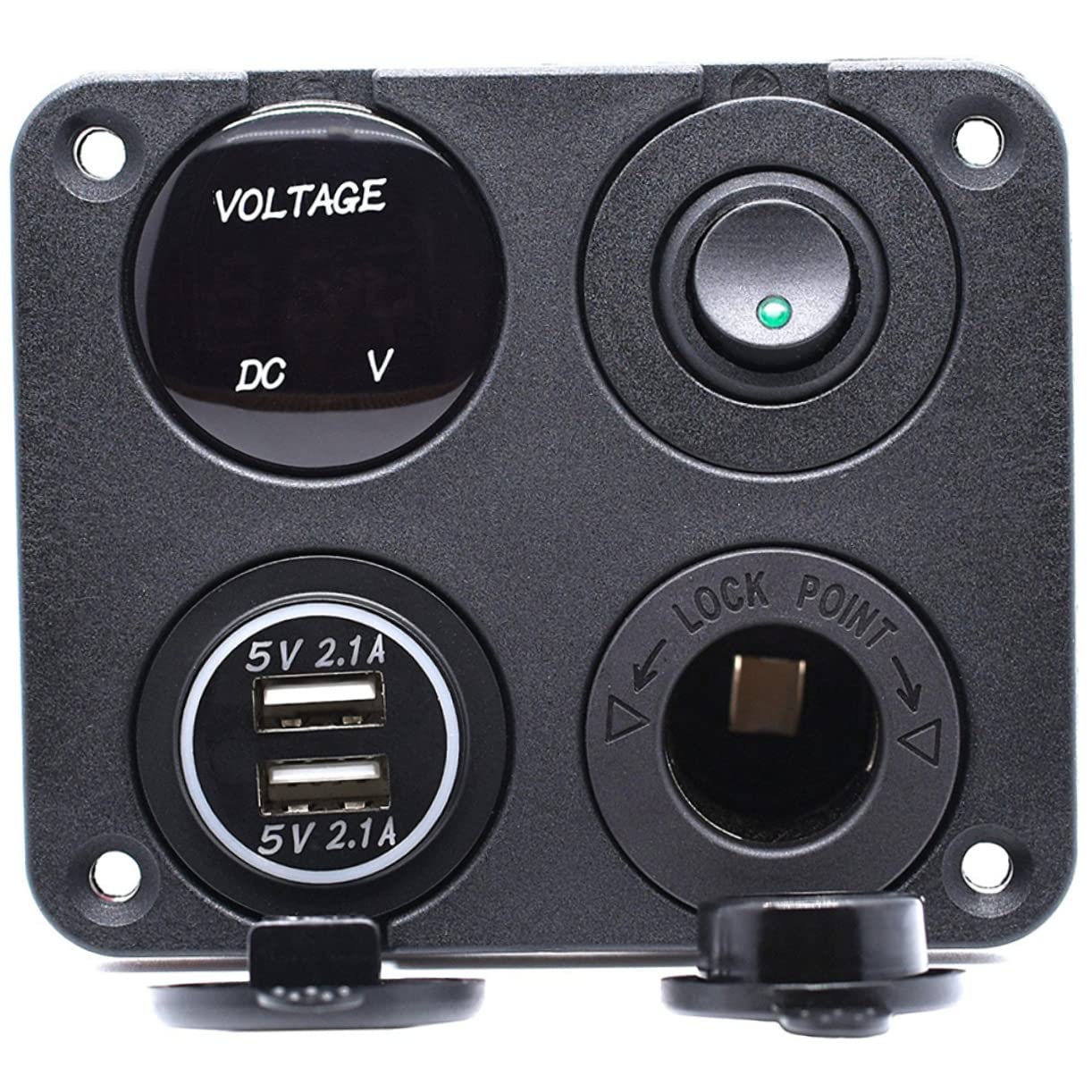 Gadpiparty 3piezas Cargador USB Dual Panel De Voltímetro Led para Coche Barco y Vehículos Adaptador Interruptor y Protección Integrada