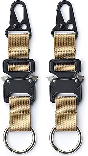 Miniatura 9 de Llavero táctico militar para hombres, mosquetón de liberación rápida, llaveros EDC Gear con anillo de acero inoxidable