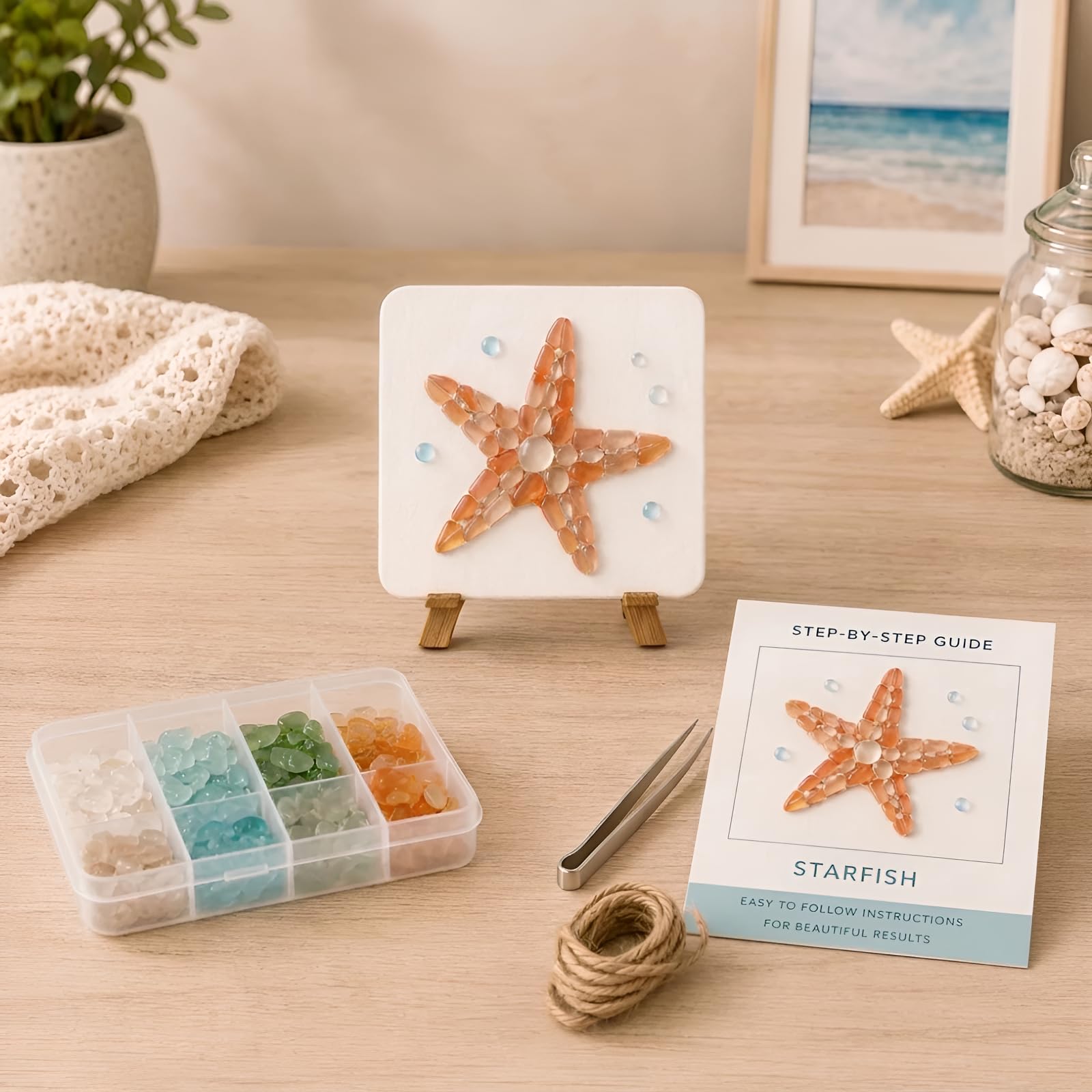 Sea Glass Mosaic Art Kit 10cm Ocean Craft DIY Beach Decor Set — image 1