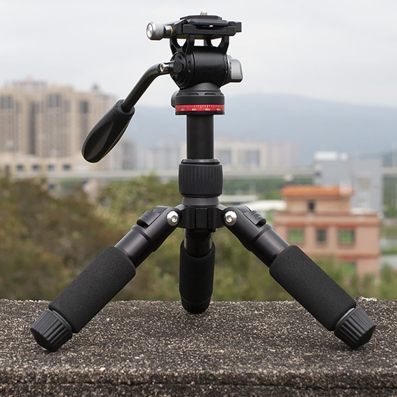 Cabezal de trípode panorámico de 360 ​​Grados, Cabezal de Bola de vídeo con Fluido hidráulico, Cabezal de trípode para cámara de aleación de Aluminio con Mango extraíble, para