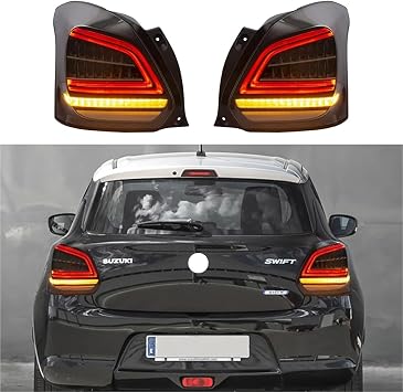 1 Pair Car LED Tail Light Modified Rear Lamp Assembly For Suzuki Swift 2017 2018 2019 2020-2022 DRL Brake Signal Reverse(Smoky black)