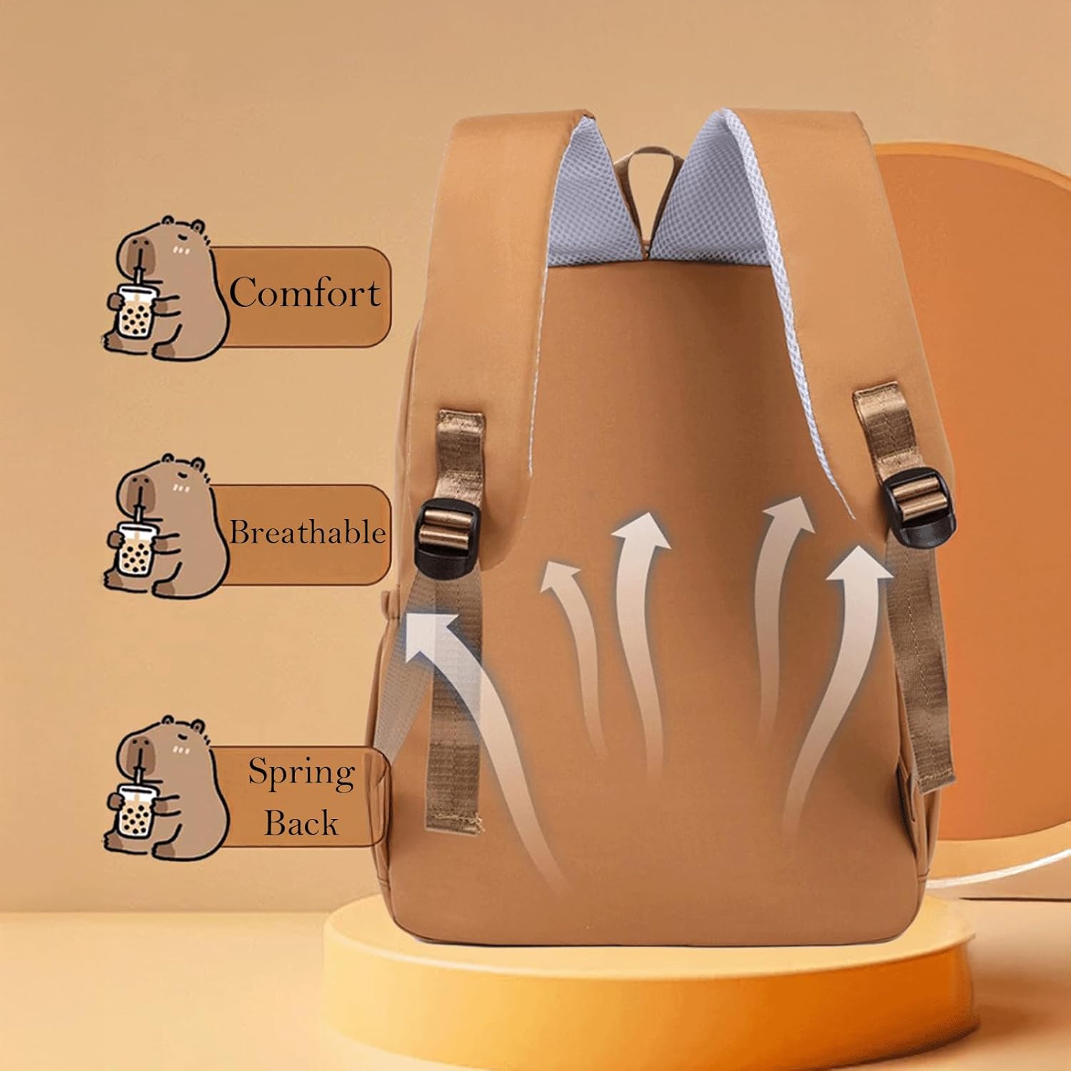 Capybara Backpack Capibara Bag Capivara Backpack Cute Kapibara Bag Capy Bara Cappy Barra Daypack(Capybara-4)