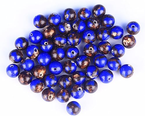 Miniatura 6 de 0.315 in Lapislázuli Azul Sedimento Mar Jaspe Redondo Imperial Jaspe Piedras Preciosas Perlas Sueltas Fabricación de Joyas