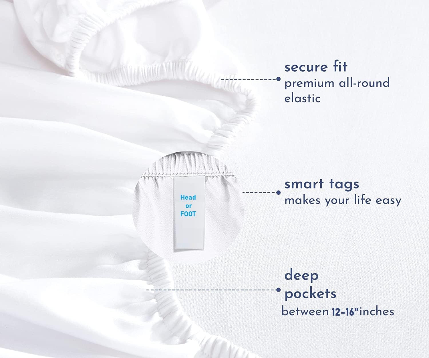 600 Thread Count 100% Cotton Sheet Expanded Queen Sheets Set, 4-Piece Long-Staple Combed Pure Cotton Best Sheets for Bed, Breathable, Soft & Silky Sateen Weave Fits Mattress Upto 16'' Deep Pocket - Image 3