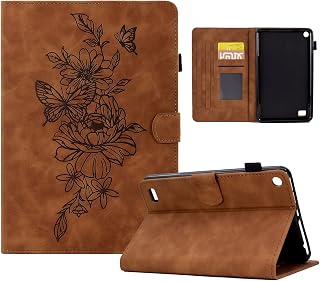 Resa med surfplatta Kompatibel med Kindle Fire 7-fodral 2019/2017/2015 (9:e/7:e/5:e generationen), Premium läderfodral Slim Folio Stand Folio Cover Skyddsfodral med kortplats/Auto Sleep Wake Surfplatt