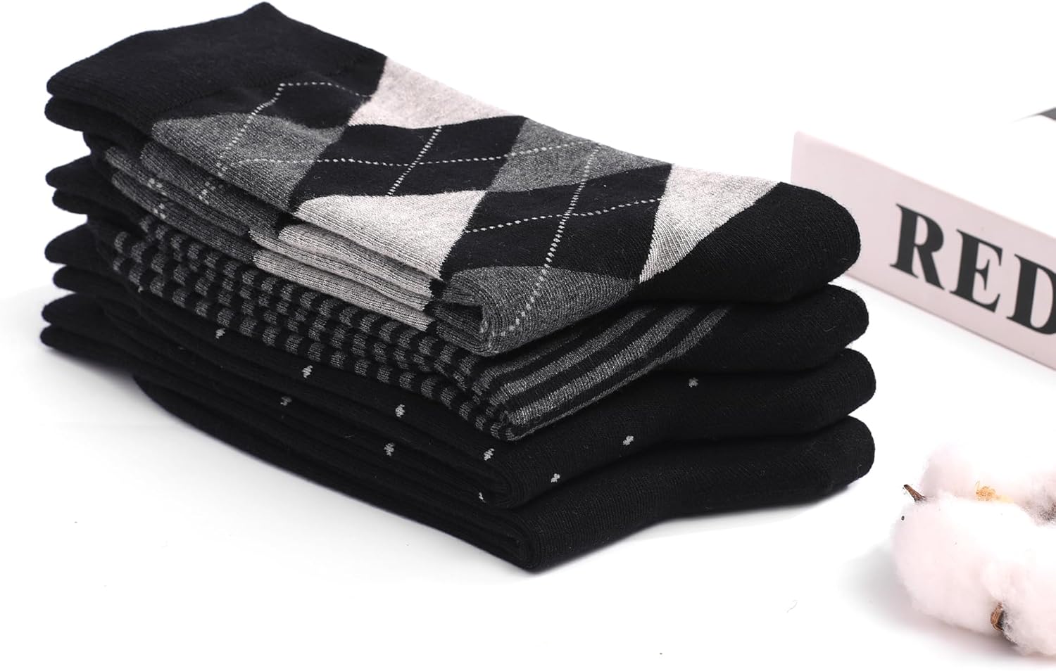 Mens Dress Socks 5 Pairs Soft Breathable Cotton Blend Classic Crew Socks Mid Calf Socks for Men Shoes Size 8-12 - Image 6