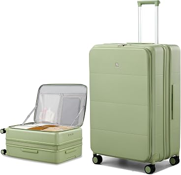 Hanke Hardside Expandable Large Checked Luggage, 28 Inch Top Opening Trunk Luggages with Spinner Wheels, All-PC Hard Shell Suitcase, Lightweight TSA Approved Bamboo Green, 120L