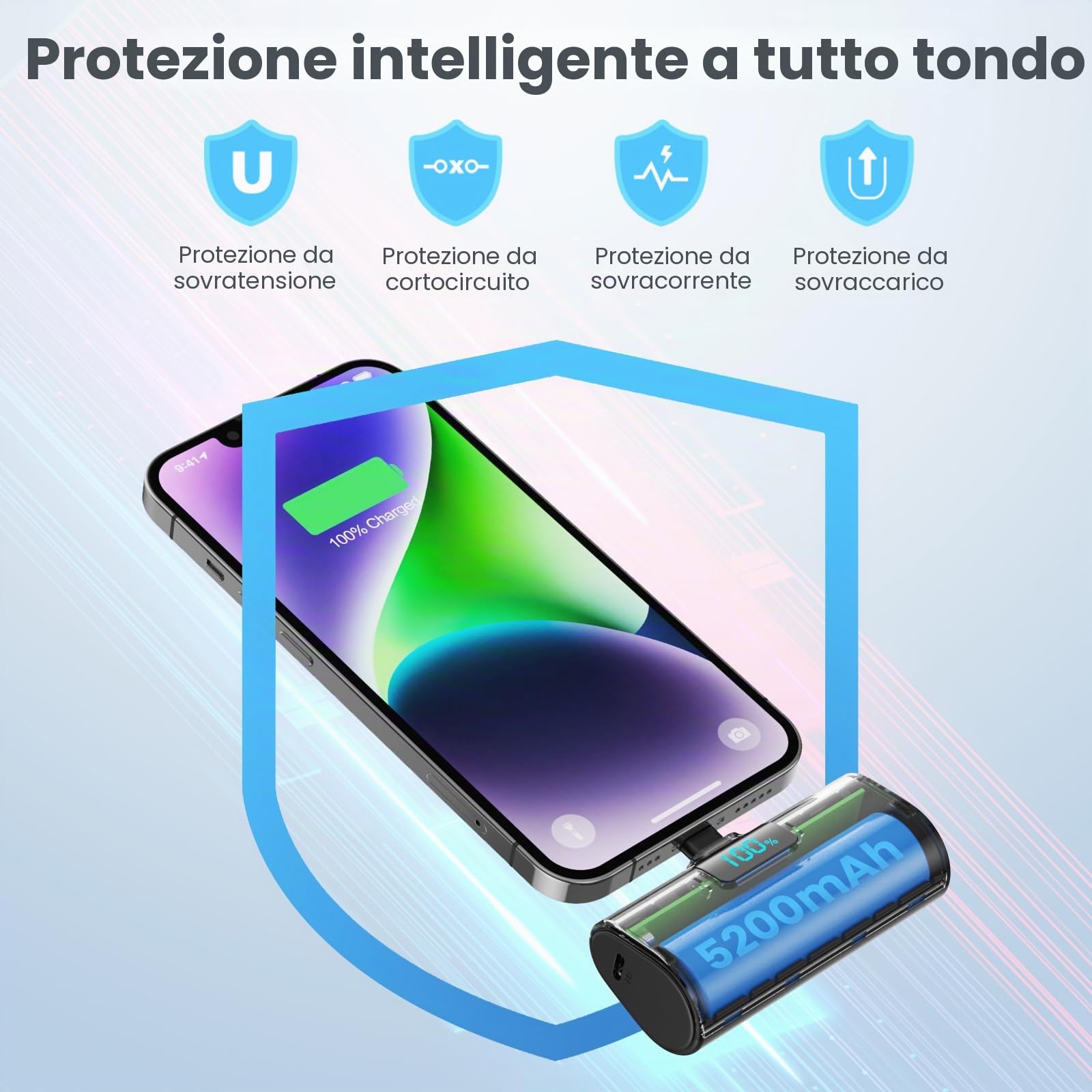 Mini Power Bank 5200mAh, 20W PD Ricarica Rapida Powerbank, Ultra Compatto Caricatore Portatile con LCD Display Batteria Esterna per iPhone 14/14Pro/13/13 Pro/12/12Pro/11/X/XR/8/7/6 ecc-2 Pezzi