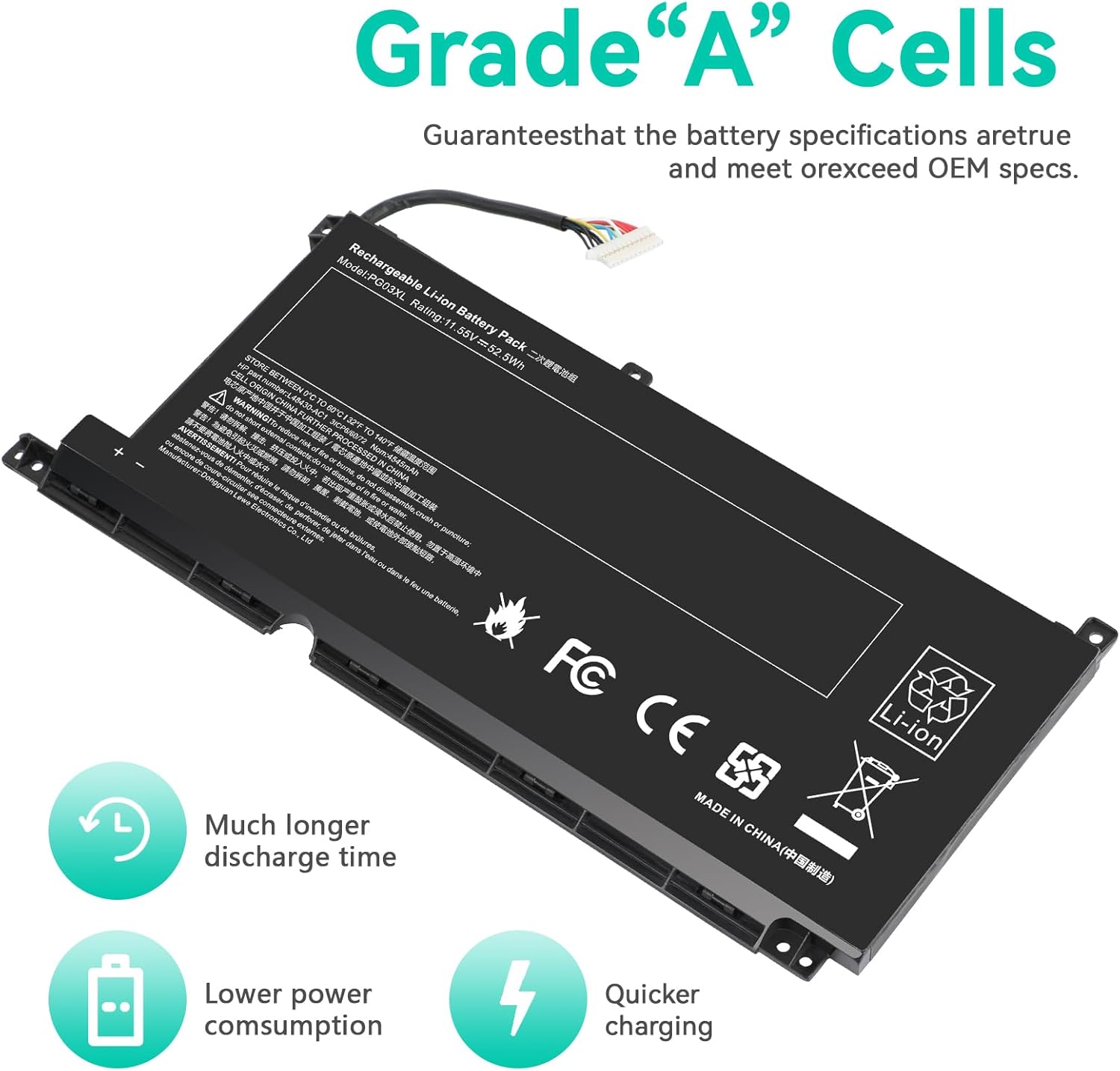 Futurebatt PG03XL Replacement for HP Pavilion Gaming Laptop 15-DK 15-dk0000 15-DK0125TX OMEN 5X FPC52 HSTNN-DB9G HSTNN-OB1I L48430-AC1 L48495-005 L48430-2C1 Notebook Batteries.