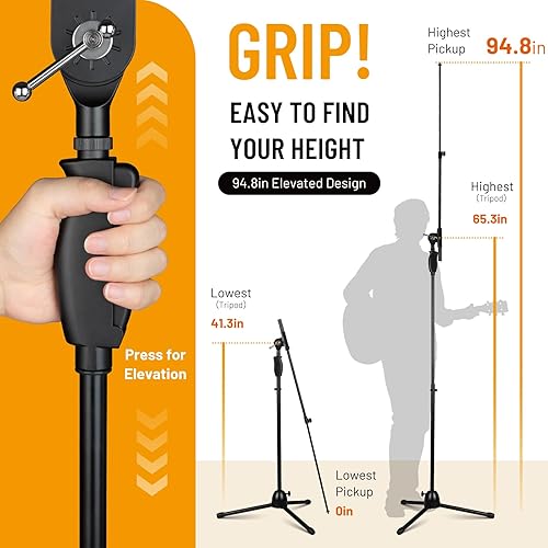 Miniatura 3 de CAHAYA Soporte de micrófono de trípode brazo de brazo de liberación de un botón Soporte de micrófono de piso portátil con bolsa de transporte y 2