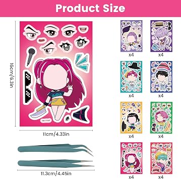 32 Sheets Make a Face Kpop Stickers, Make Your Own DIY Stickers for Kids
