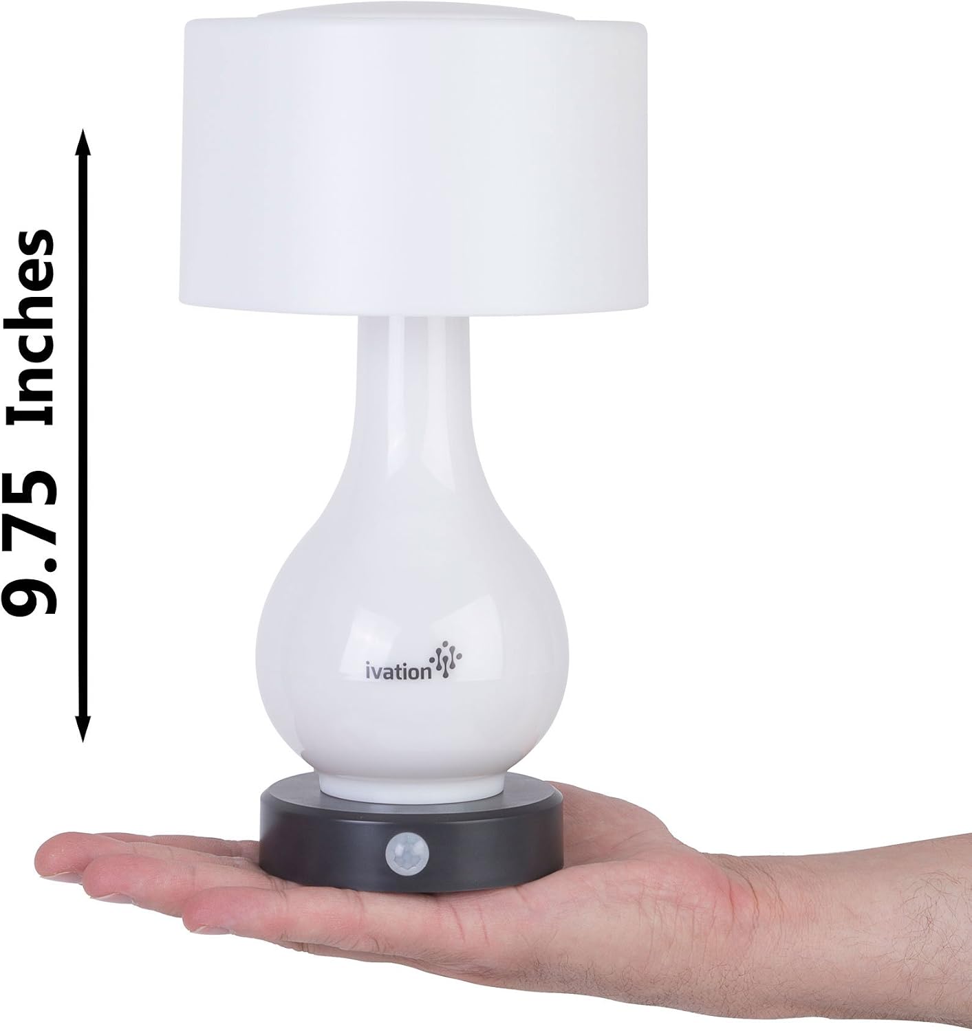 Ivation 6-LED Battery Operated Motion Sensing Table Lamp - Multi Zone Light: Body Only, Shade Only, or Both Body & Shade - can Also Light Continuously White