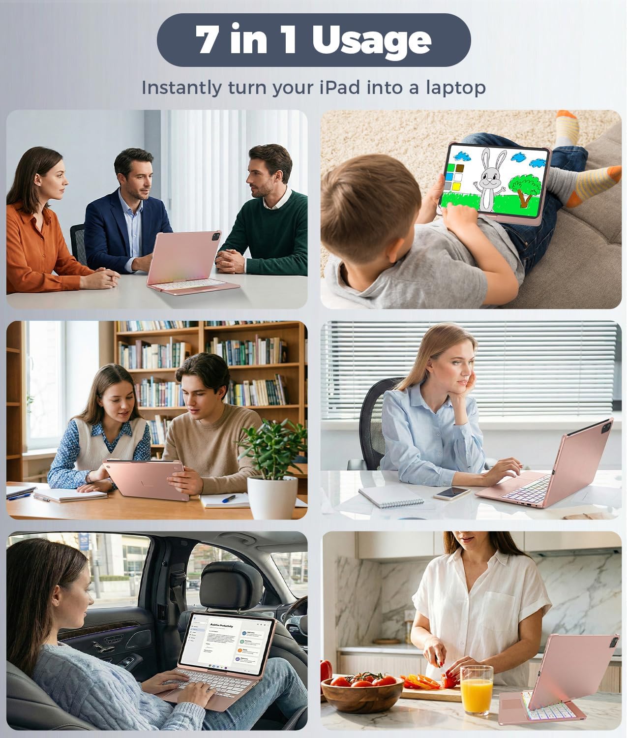 NOKBABO Trackpad Keyboard Case for iPad 11th Generation A16 (2025) & iPad 10th Generation (2022), 360° Rotatable, Multi-Touch Trackpad, Pencil Holder, Slim & Lightweight - Pink