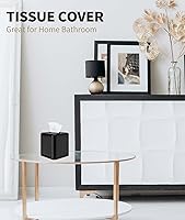 Vista 6 de Livelab Porta pañuelos cuadrado de plástico con base - Moderna cubierta decorativa de pañuelos en cubo para baño, encimera, sala de estar, Negro