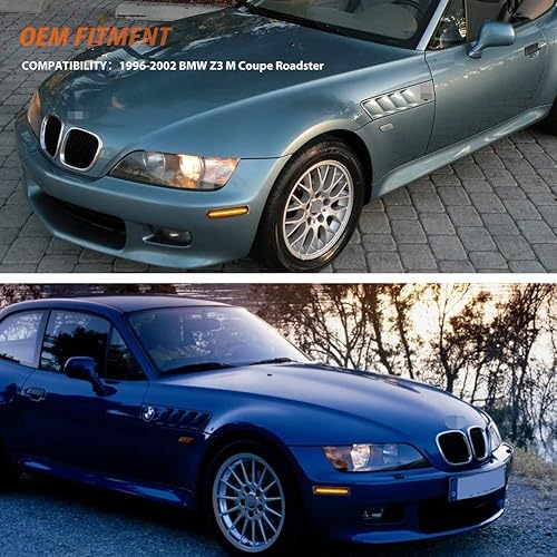Miniatura 6 de ADIIL Lente ahumada ámbar Full LED delantero Fender Side Marker Light Conjunto de lámpara de señal de giro compatible con BMW Z3 M Coupe Roadster