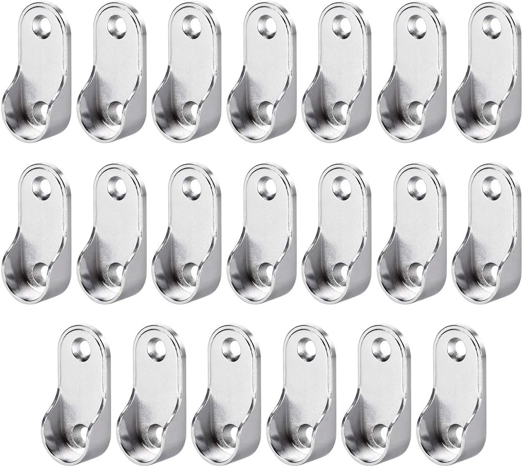 uxcell Zinc Alloy Oval Closet Rod End Supports, Fit Rod Dia