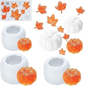 4x Halloween Harzformen - Kürbis & Ahornblatt Silikon