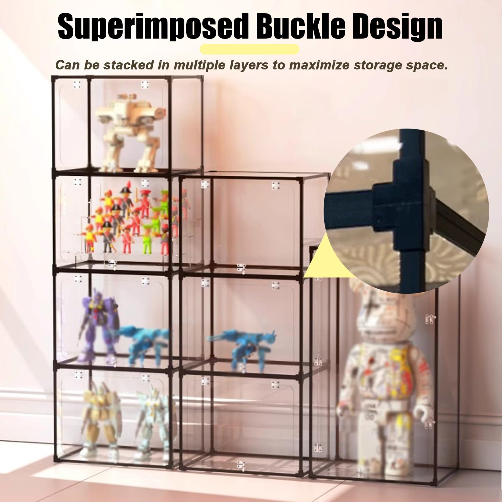 Teca Plexiglass Contenitore in Acrilico Altamente Trasparente, Contenitori in Plastica con Porta a Battente e Serratura, Organizer per Borse, Modelli di Scarpe e Oggetti da Collezione(20x20x20cm(8"x8"