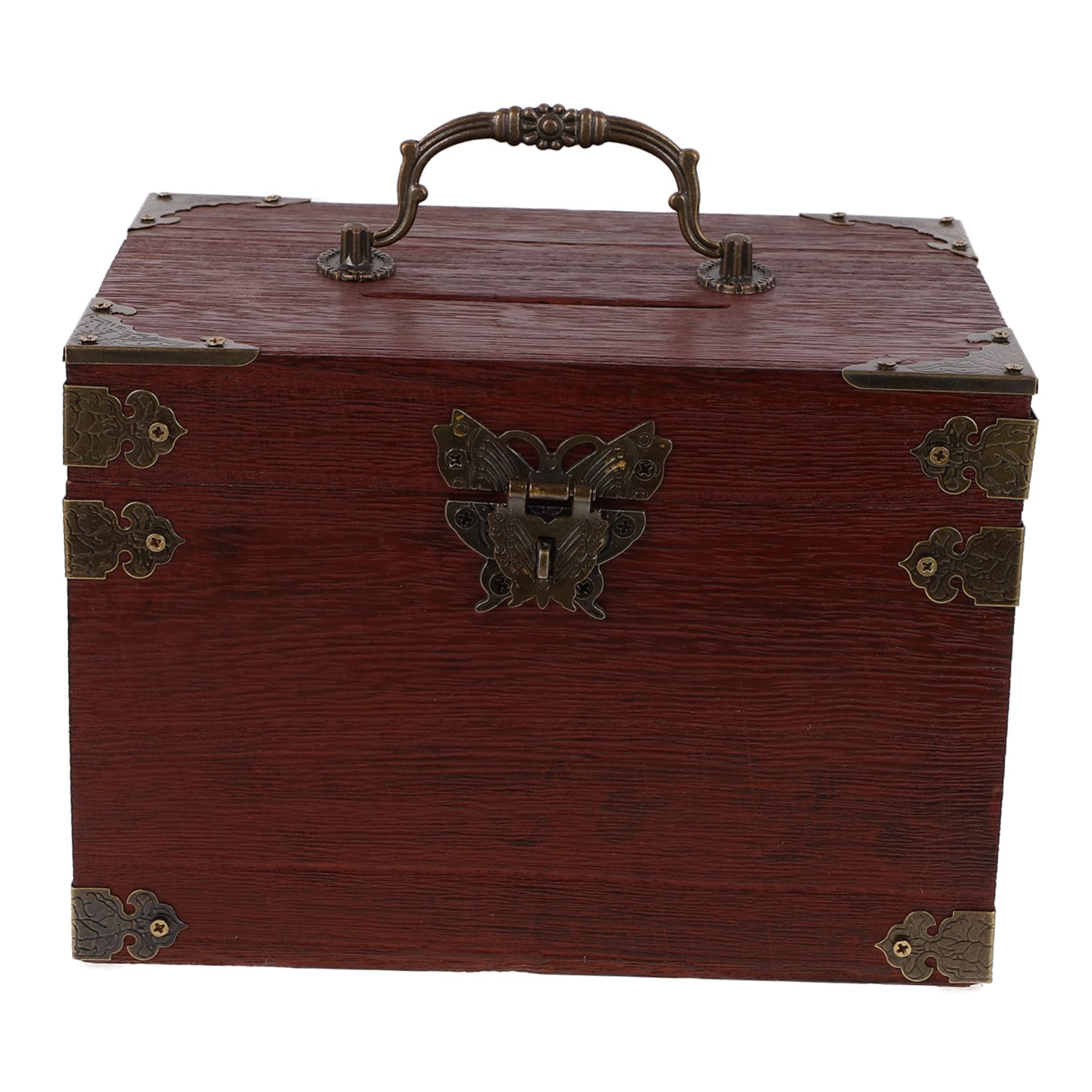 Caja de Ahorros de Madera Marrón Estilo Retro en Forma de Cofre