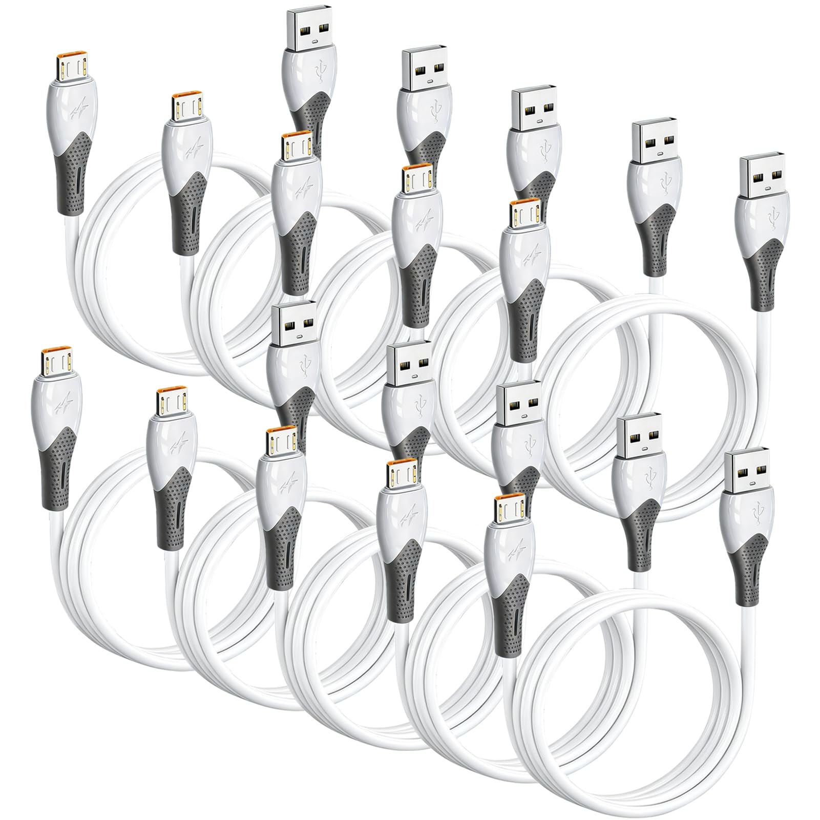 Lot de 5 câbles USB vers micro USB (1,8 m), charge rapide 3 A et données USB 2.0 480 Mbps, câble USB micro extrêmement flexible pour tablette feu/dessin, PS4, appareil photo, Galaxy S6/S7, Kindle