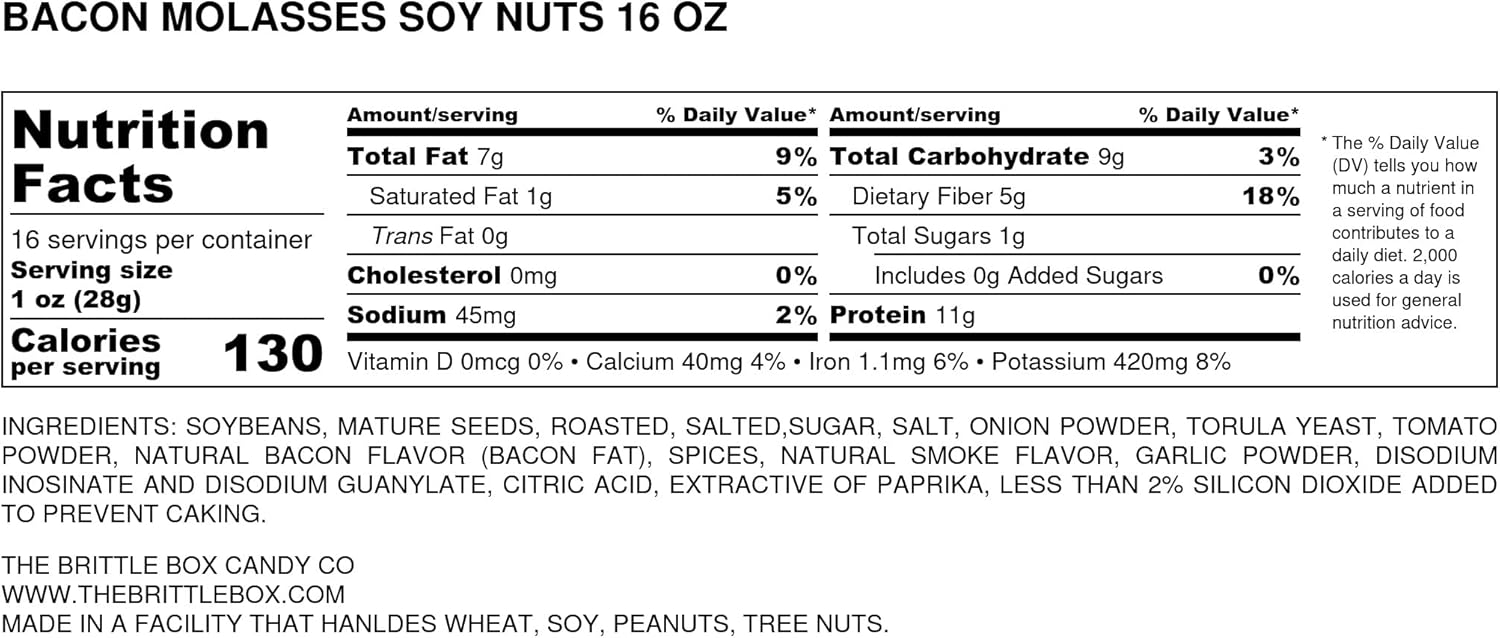 Roasted Seasoned Soy Nuts Bacon Molasses 1 pound bag