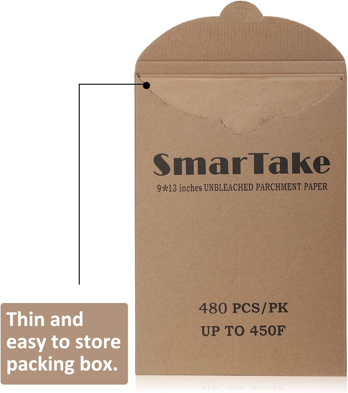 SMARTAKE 480 Pcs Parchment Paper Baking Sheets, 9x13 Inches Non-Stick Precut Baking Parchment, Suitable for Baking Grilling Air Fryer Steaming Bread Cup Cake Cookie (Unbleached): Home & Kitchen