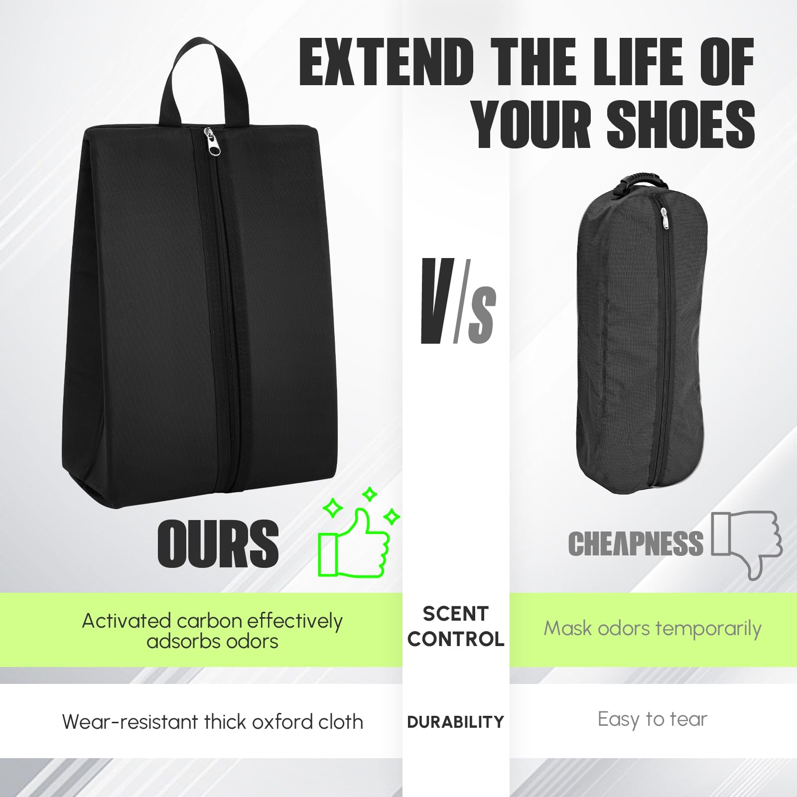 Leinuosen 4 Stück geruchsdichte Schuhtasche für Reisen, wasserabweisend, geruchsabsorbierend, leicht, Golf, Fußball, Schuhaufbewahrung, Organizer-Tasche mit Reißverschluss für Fitnessstudio, Sport
