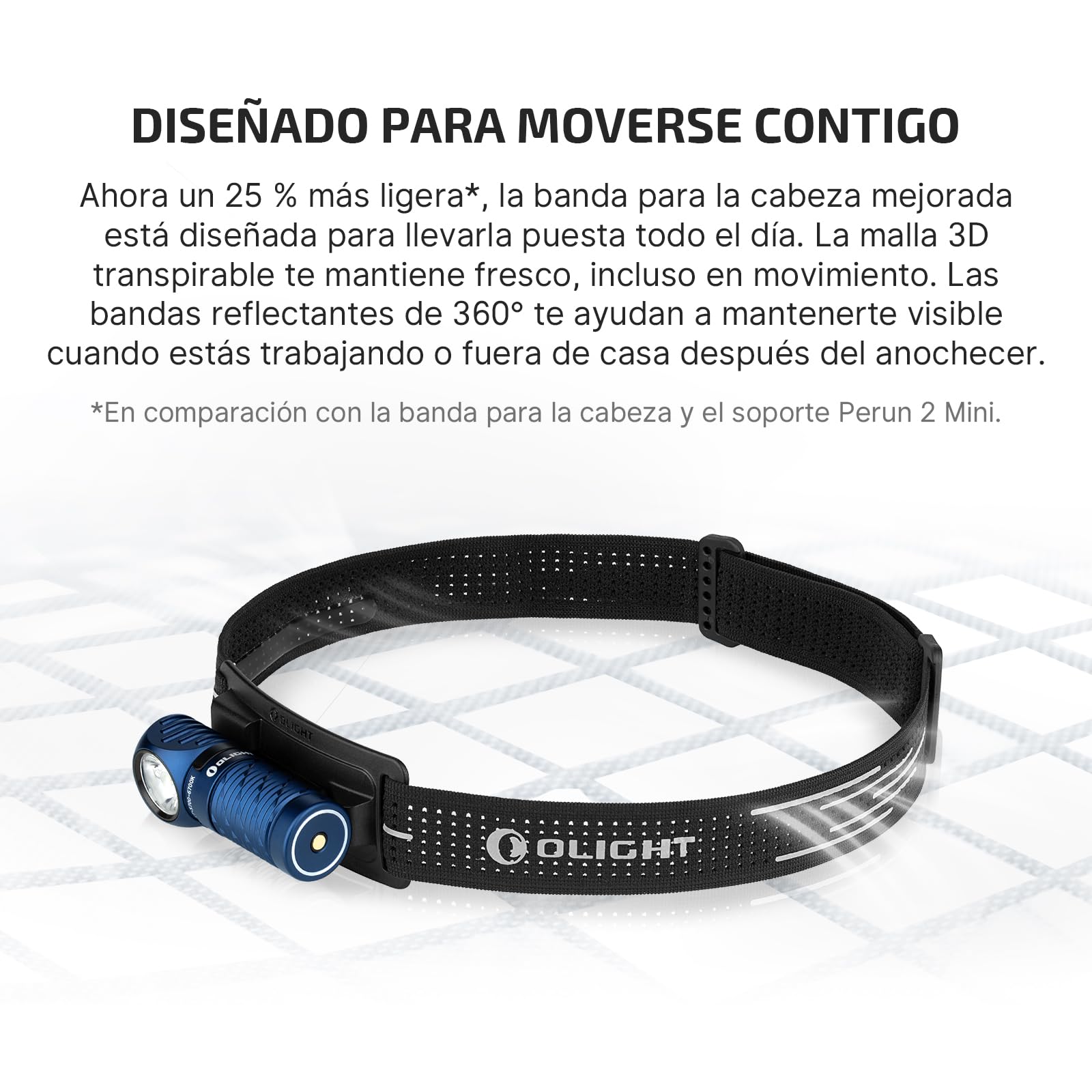 OLIGHT Perun 3 Mini Kit Linterna Frontal LED Recargable de Ángulo Recto Combinando Blanco y Rojo Práctica y Funcional 1250 Lumens 155 Metros 60 Días Máx Para la Pesca al Aire Libre (Azul Oscuro)