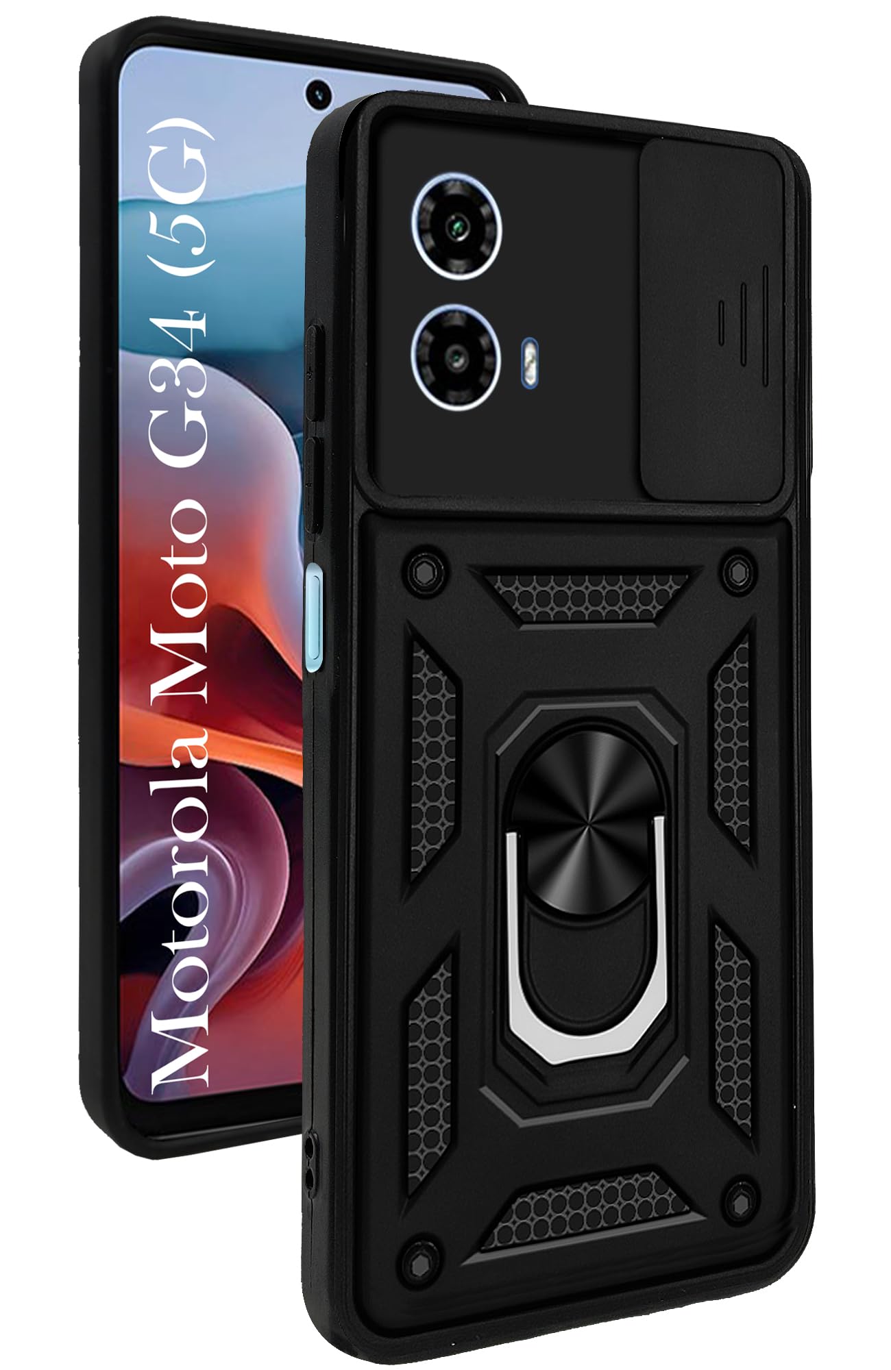 Jkobi Back Cover Case for Motorola Moto G34 5G (Hybrid Dual Armor Polycarbonate | Carbon Black) (B0D31L4WHC) Amazon Price History, Amazon Price Tracker