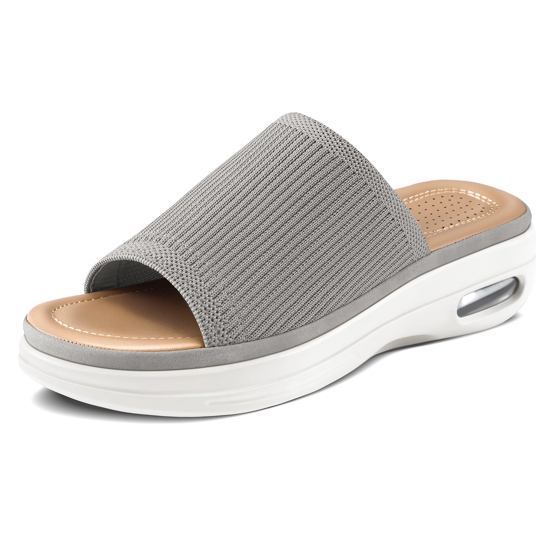 mysoft Women's Comfortable Slide Sandals Air Cushion Knit Slip On Wedge Lightweight Walking Sandals Platform Summer Shoes