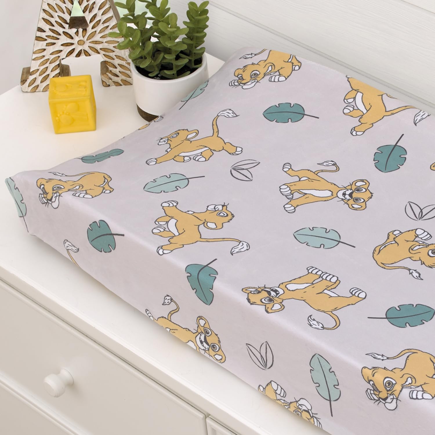 Disney Lion King Ivory, Teal, Sage and Gold Simba Future King Super Soft Changing Pad Cover