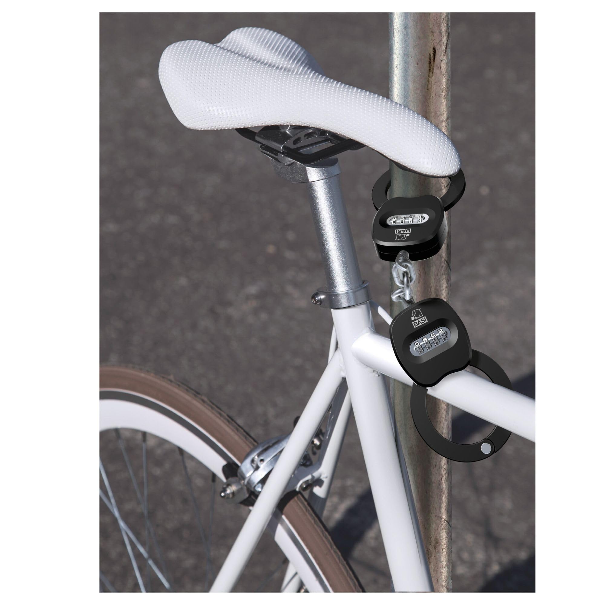BASI Candado para patinete eléctrico con código numérico de 4 dígitos, candado macizo para esposas, candado antirrobo para bicicleta, bicicleta eléctrica, motocicleta, alta seguridad, incluye 2 llaves