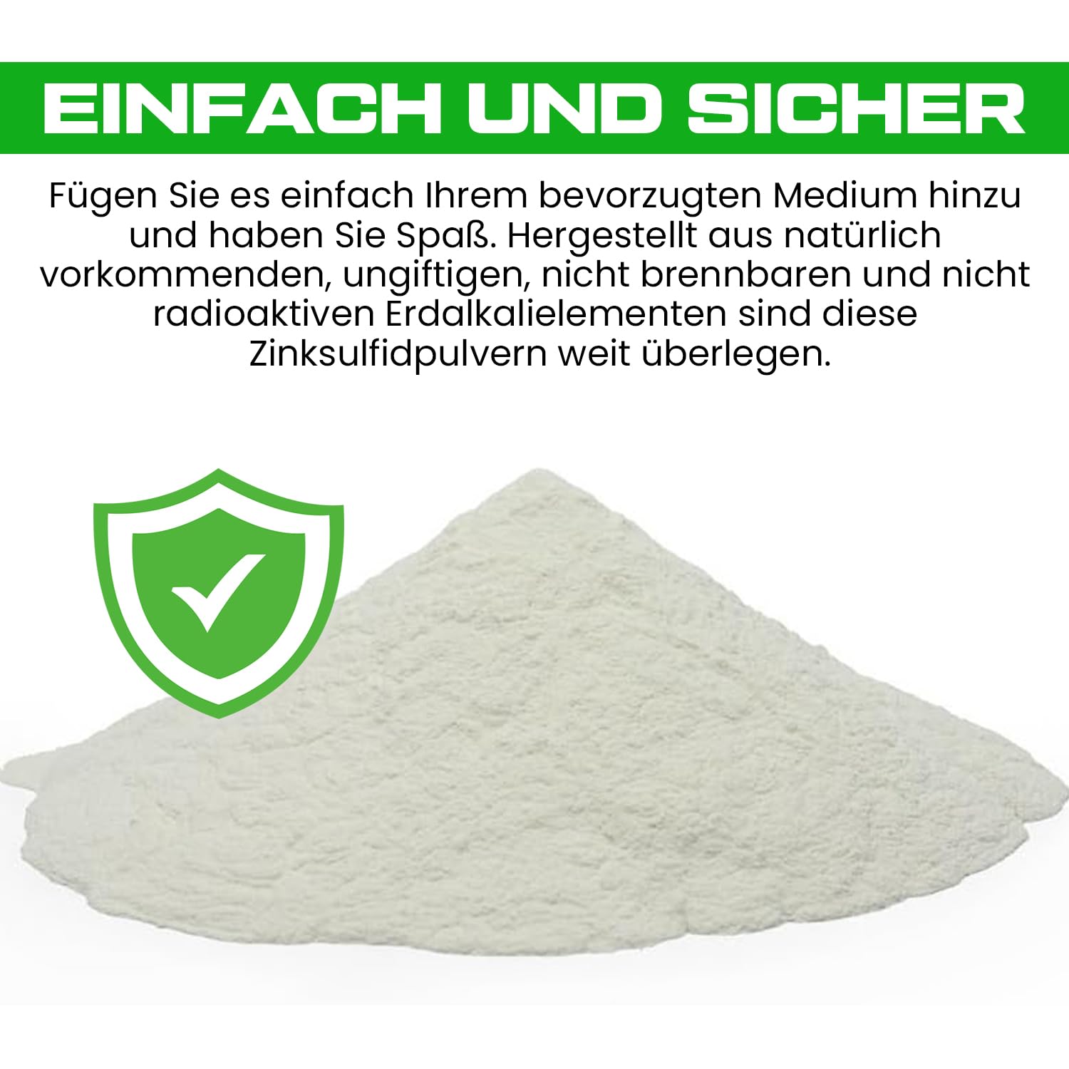Pigmento in polvere fosforescente al buio, colore verde luminoso, 100 g
