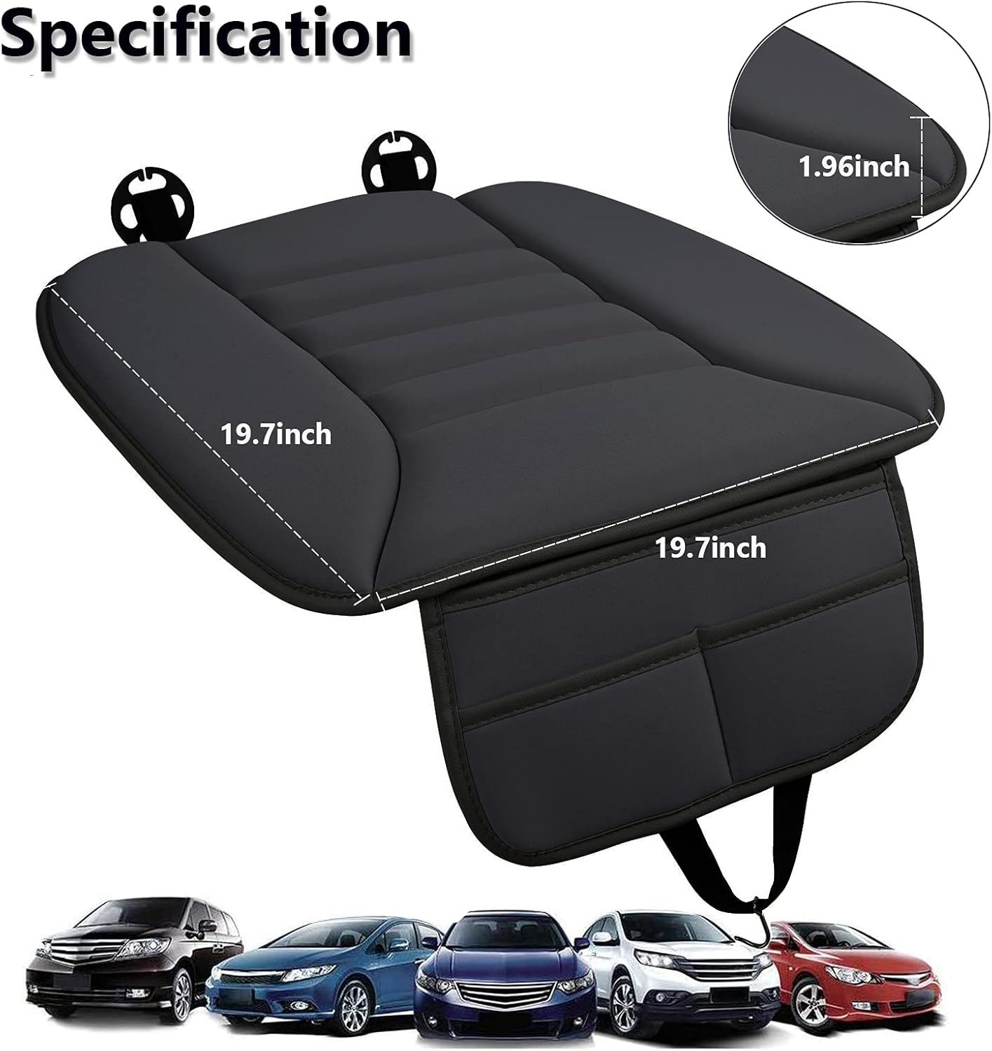 Big Ant Car Seat Cushion,Comfort Thicken Memory Foam Seat Cushion Pad,Pain Relief Chair Cushion Seat Protector for Car Office Home Use,Black 1PC - Image 3