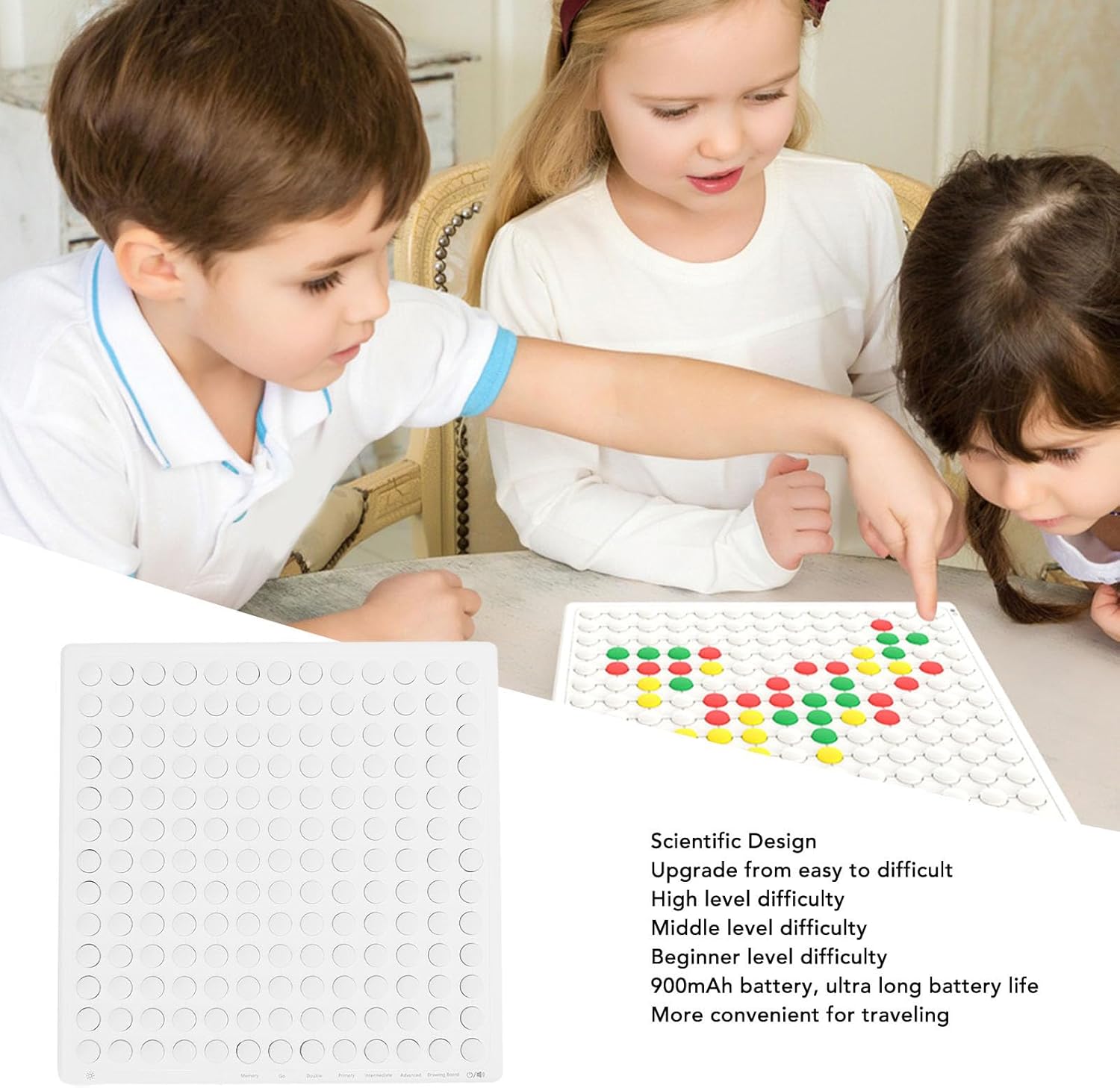 Smart Chessboard Game Educational Reduce Boredom Soft Light 900mAh Battery AI Intelligent Board Game, Go Game, Pixels Drawing Board, for Travel, Parties, Birthdays