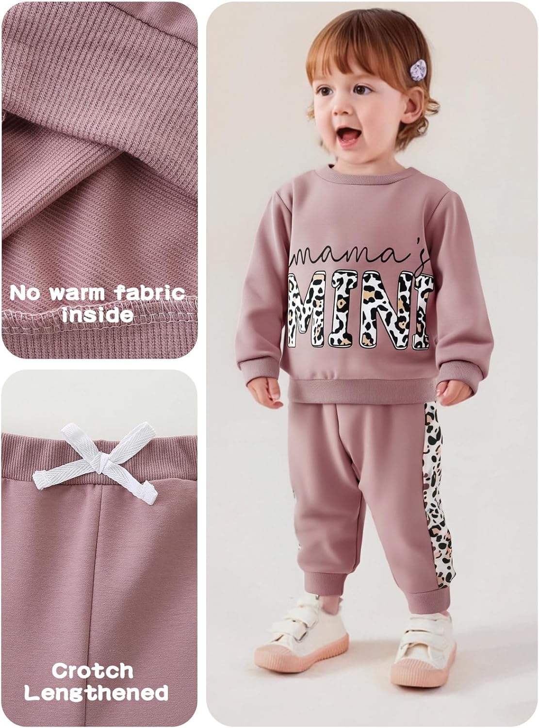 Baby Girl Fall Winter Outfits Toddler Clothes Letters Contrast Color Sweatshirts and Joggers Pants 2 Piece Set - Image 5