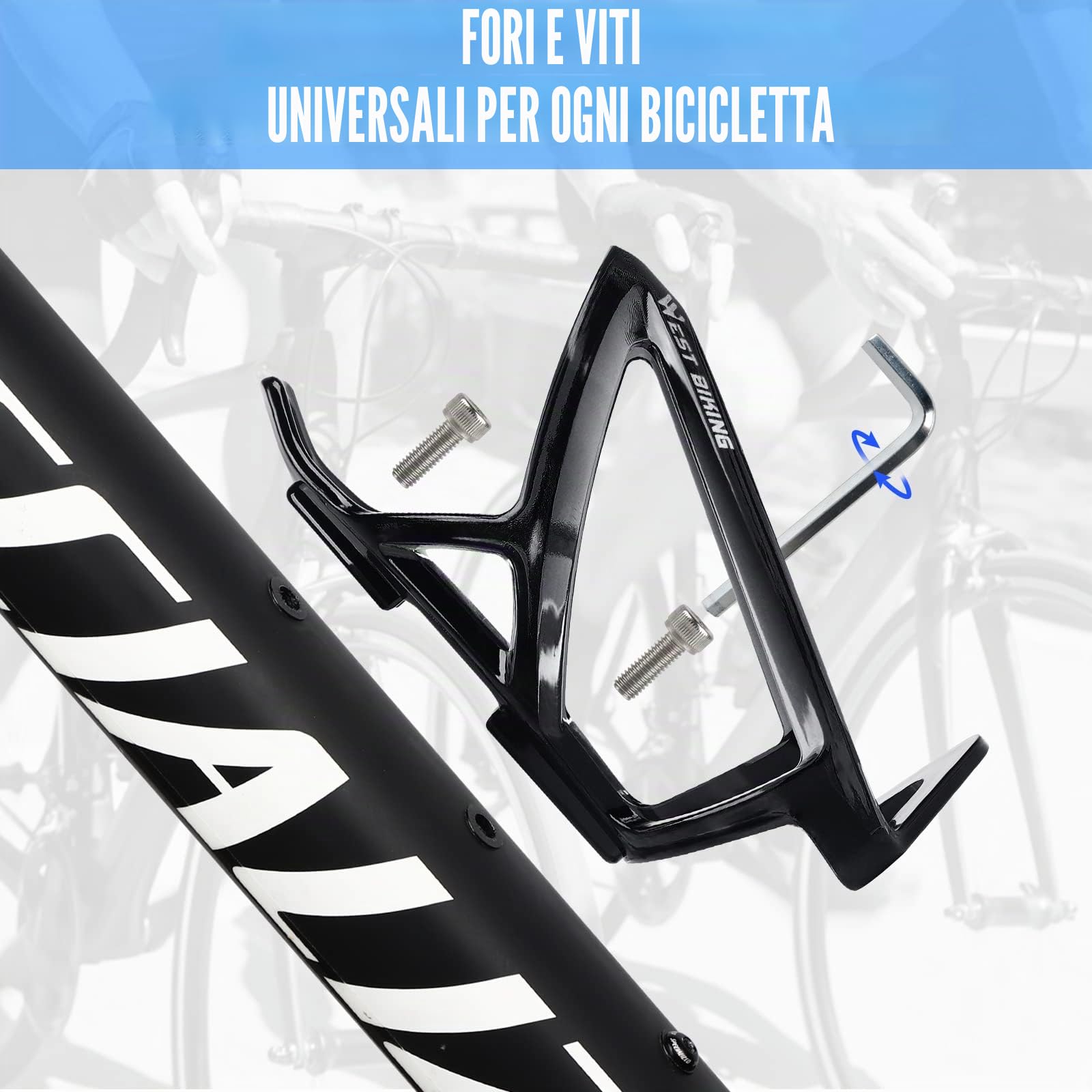 Portabottiglie da bicicletta, versione migliorata, infrangibile, leggero, per mountain bike, bici da corsa, mountain bike (Nero)