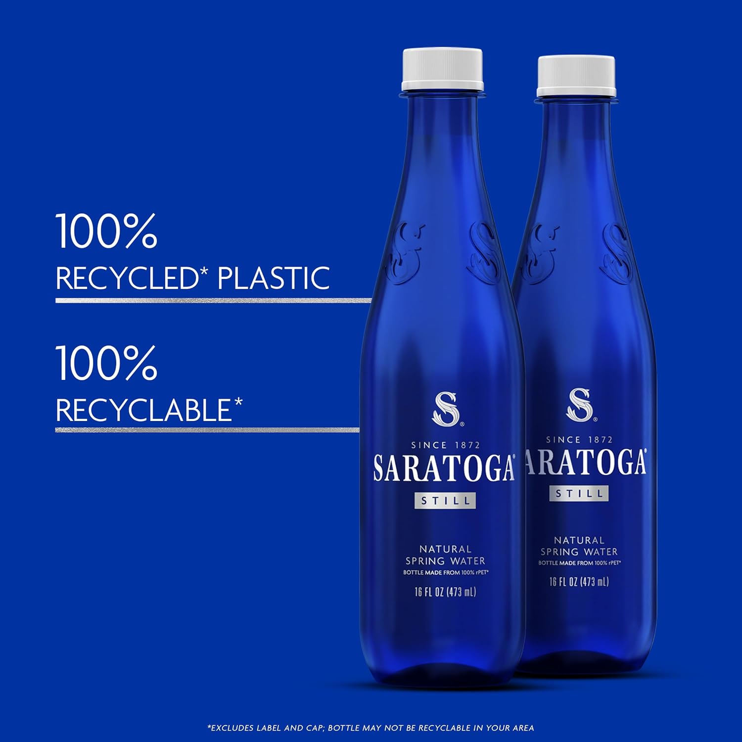 Saratoga Spring Water Bottles, 6 Pack – Still Bottled Water – Recycled PET Plastic Bottles – 16 Fl Oz