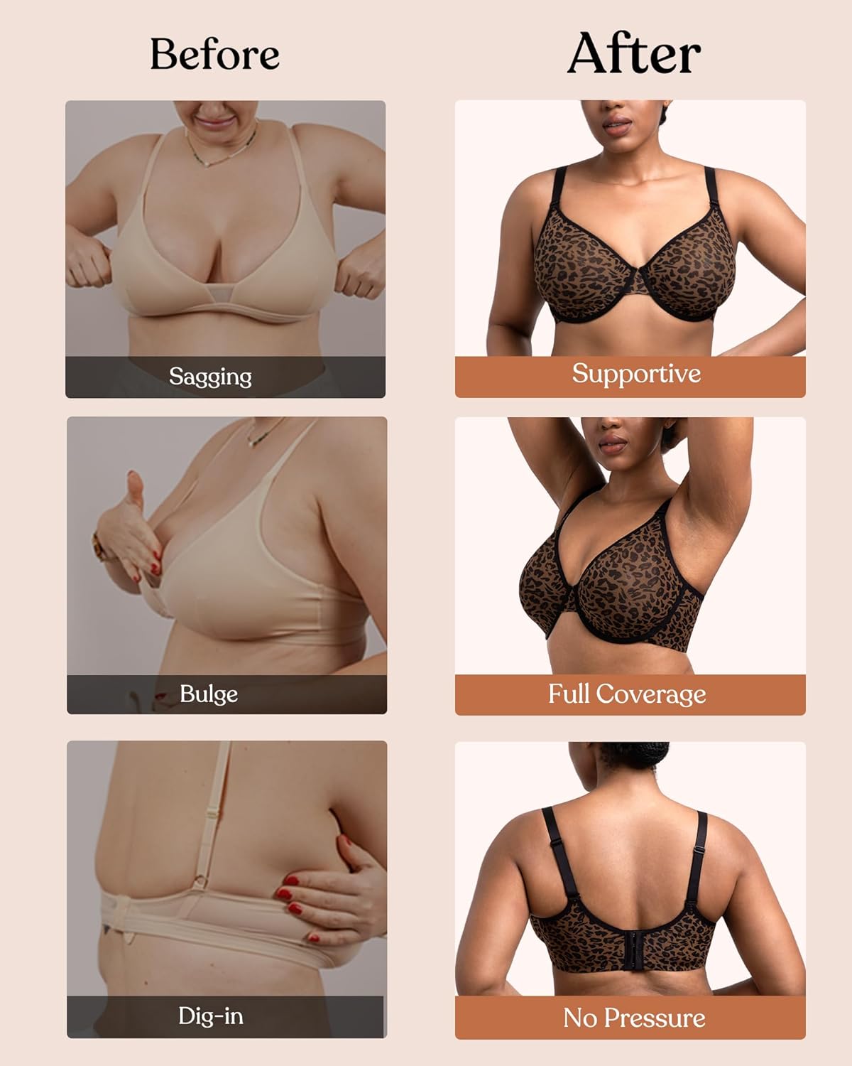 HSIA Minimizer Bras for Women Full Coverage Underwire Unlined Mesh Plus Size Convertible Bra for Big Busted - Image 5