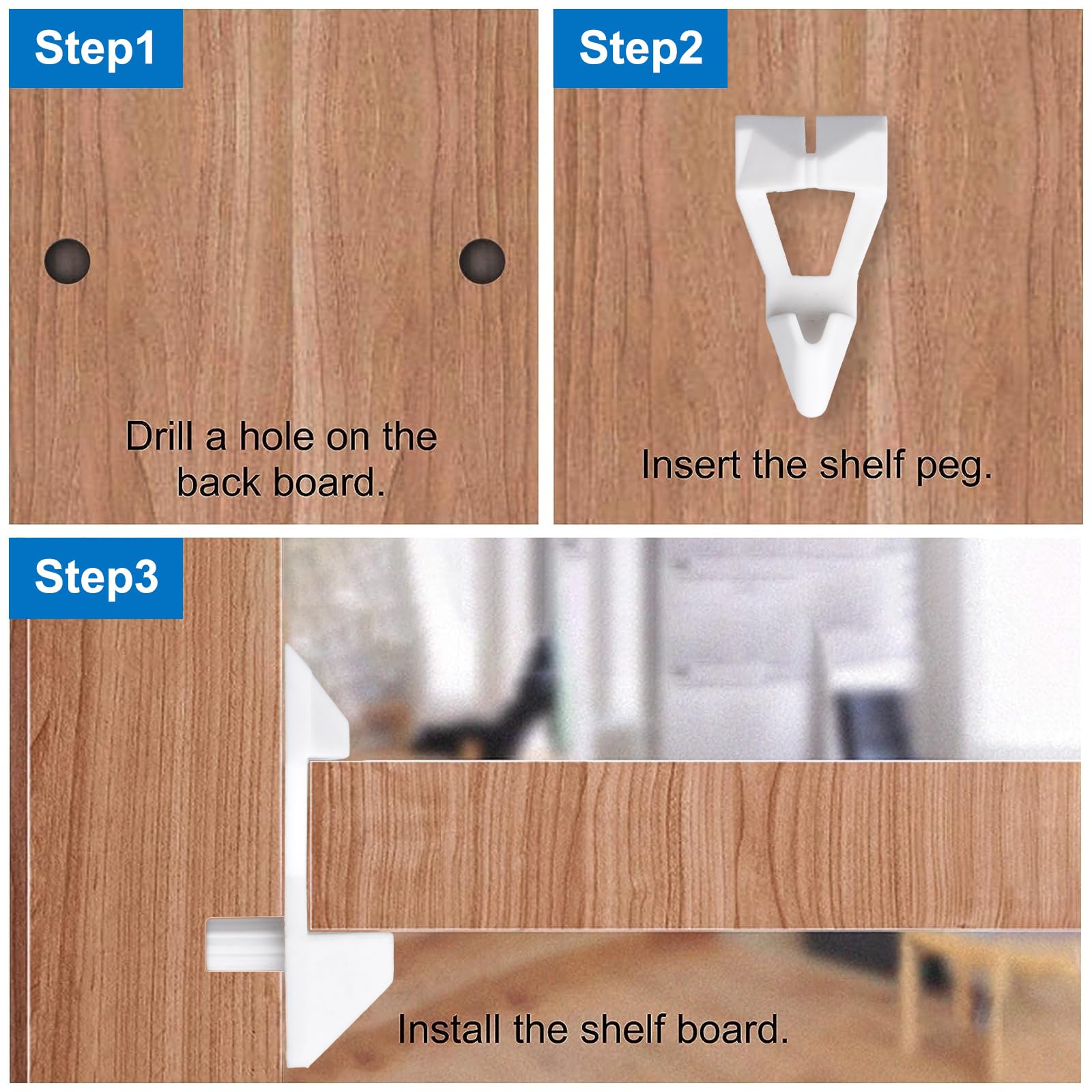 INCREWAY 50pcs Cabinet Board Support Pegs, White Plastic Shelf Pins - Image 4