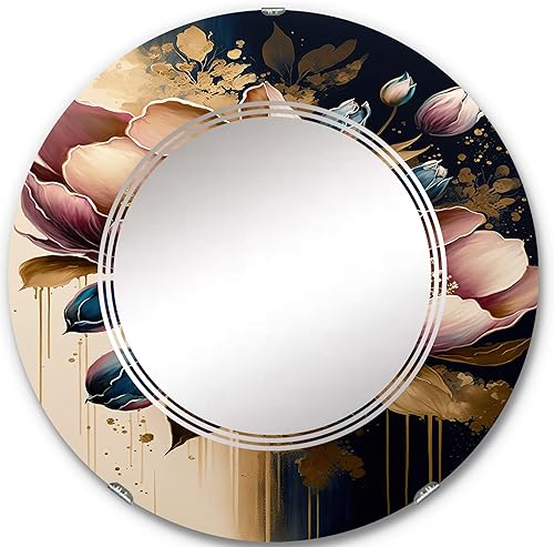DesignQ Pink and Dark Purple Tulips II- Vanity Mirror, Bathroom Mirrors, Wall Mirrors for Living Room, Bedroom - Round Mirror - Large 24'x24', DesignQ Pink and Dark Purple Tulips II- Vanity Mirror, Bathroom Mirrors, Wall Mirrors for Living Room, Bedroom - Round Mirror - Large 24'x24',